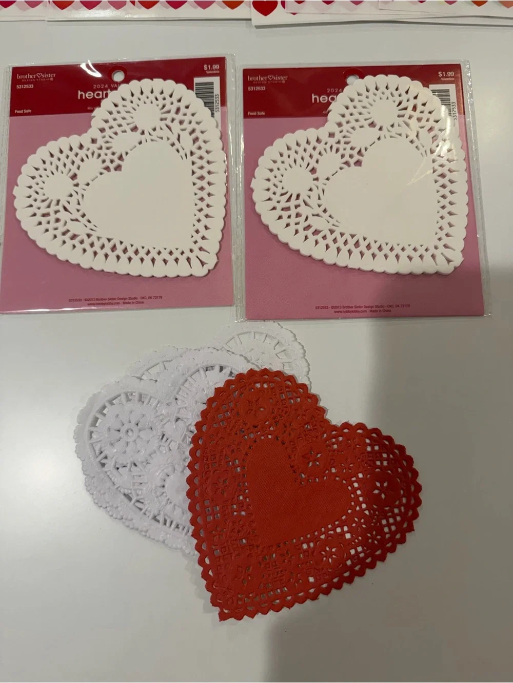 Valentine’s Day February Heart Stickers & Doilies for Crafts & School